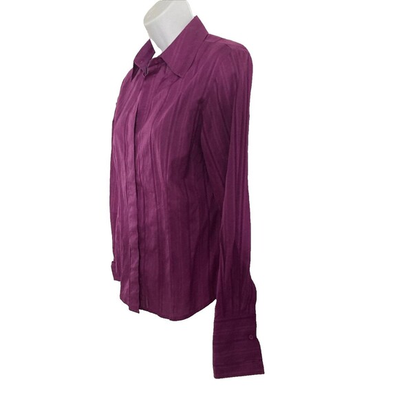 Moda International Y2K Purple Shirt Size PS Semi Sheer Long Sleeve Button-Up Top - Picture 10 of 10